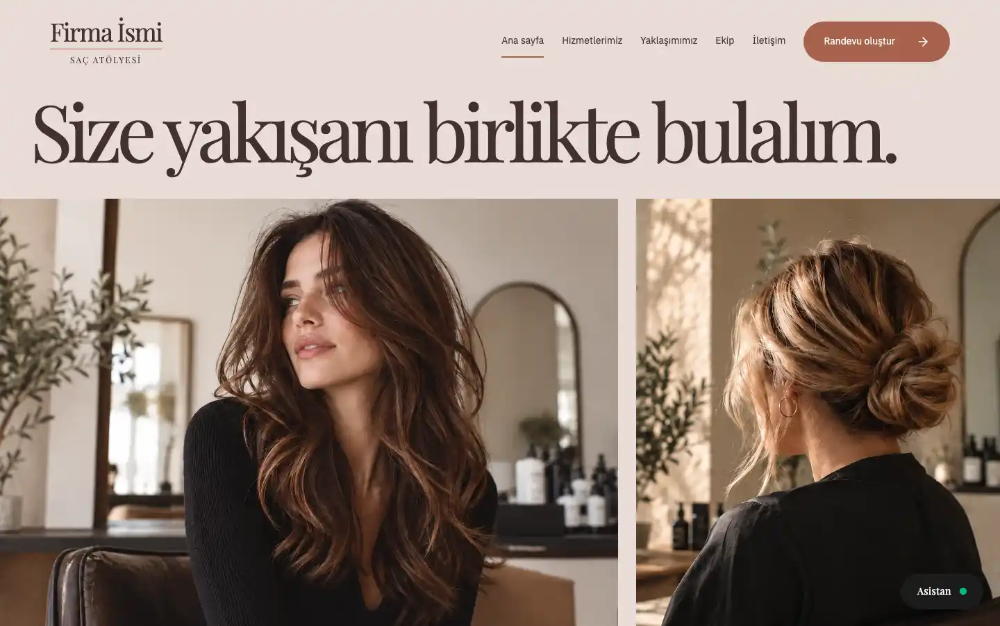 Kuaför web sitesi örneği ekran görüntüsü